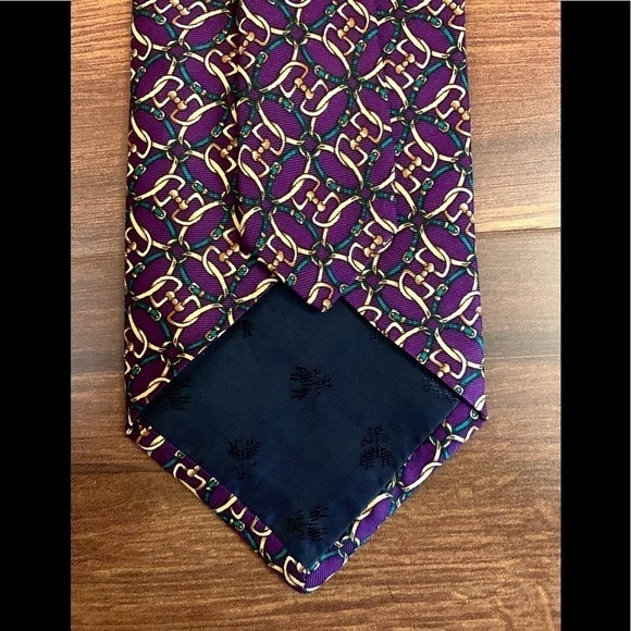 🍂SALE🍂 BROOKS BROTHERS Makers Purple All Silk Links Print Necktie Made In USA - Picture 7 of 9